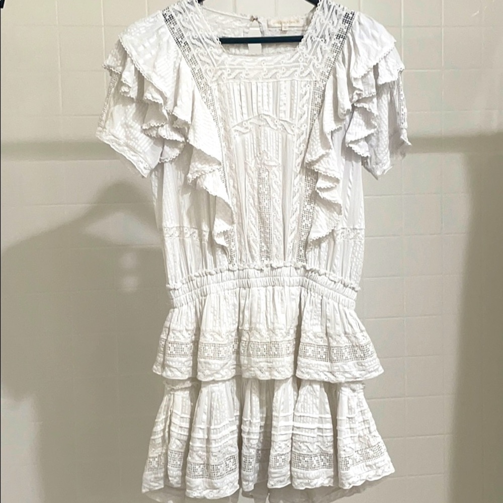 LoveShackFancy Stella Dress Antique White - Small